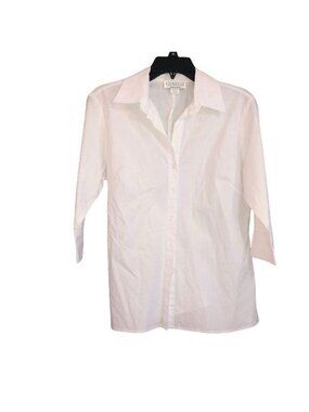 Gemilli Womens White Button-Down Shirt Medium 97% Cotton 3% Spandex Made In USA
